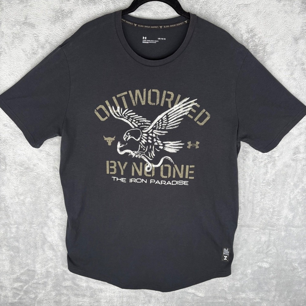 Project Rock T-Shirt Under Armour Iron Paradise Graphic Training GYM Large
